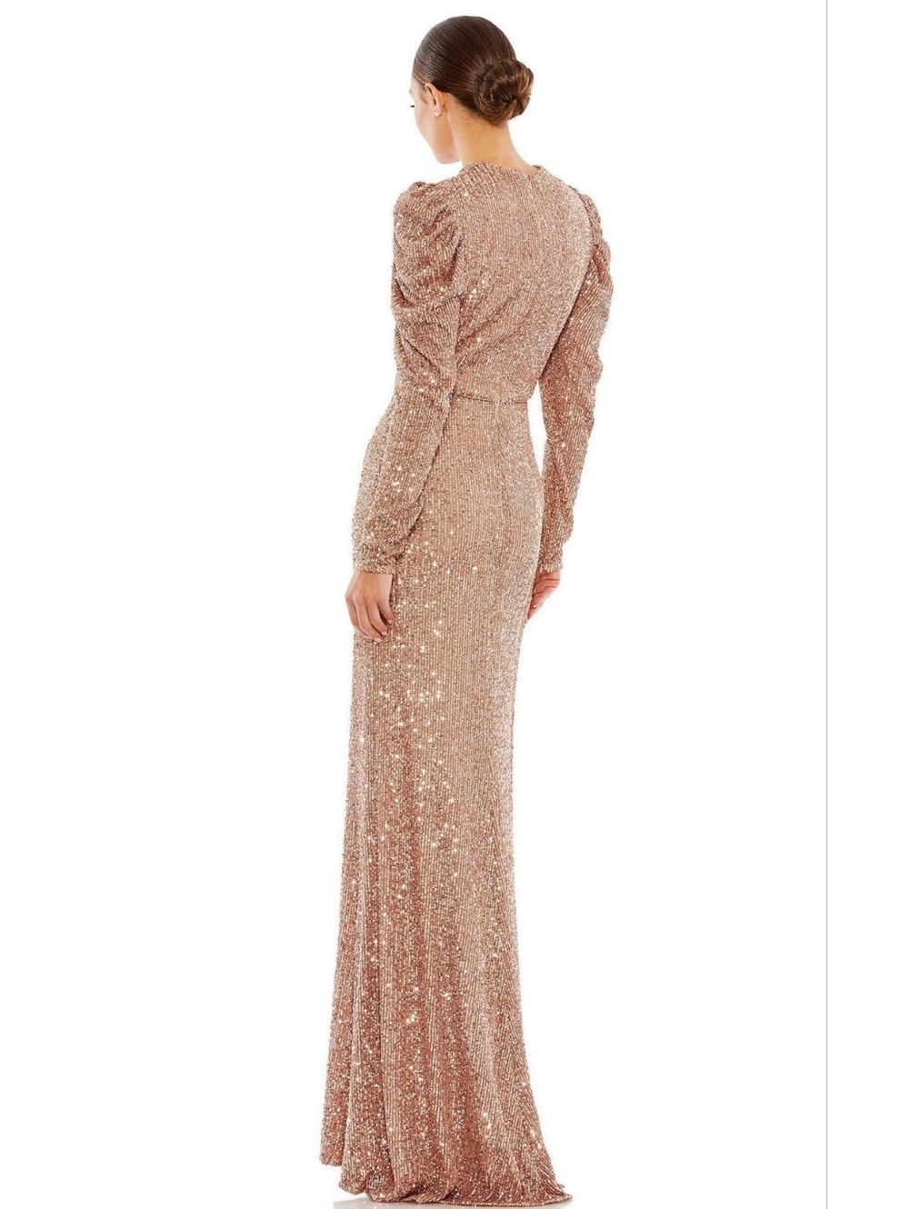 *SOLD* NWT MAC DUGGAL | $398 Sequined High Neck Column Gown - Picture 2 of 4